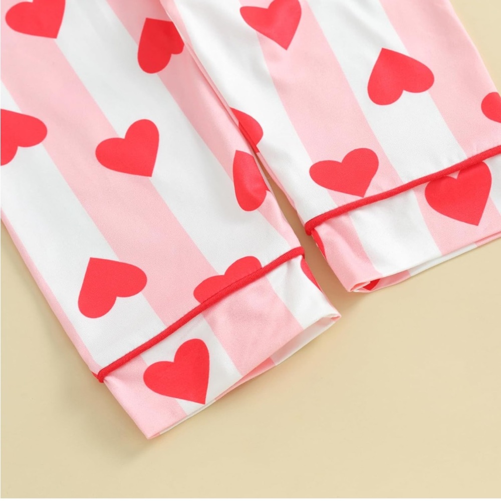 Toddler Heart Striped Pajama Set 3-4T - Picture 4 of 5